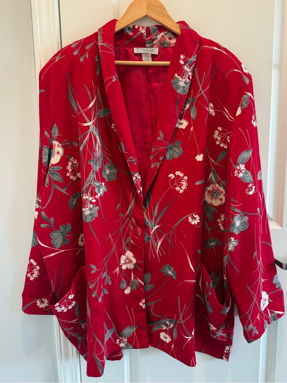 Vintage Kensington Square Made in USA Red Floral Blazer Jacket 3X
